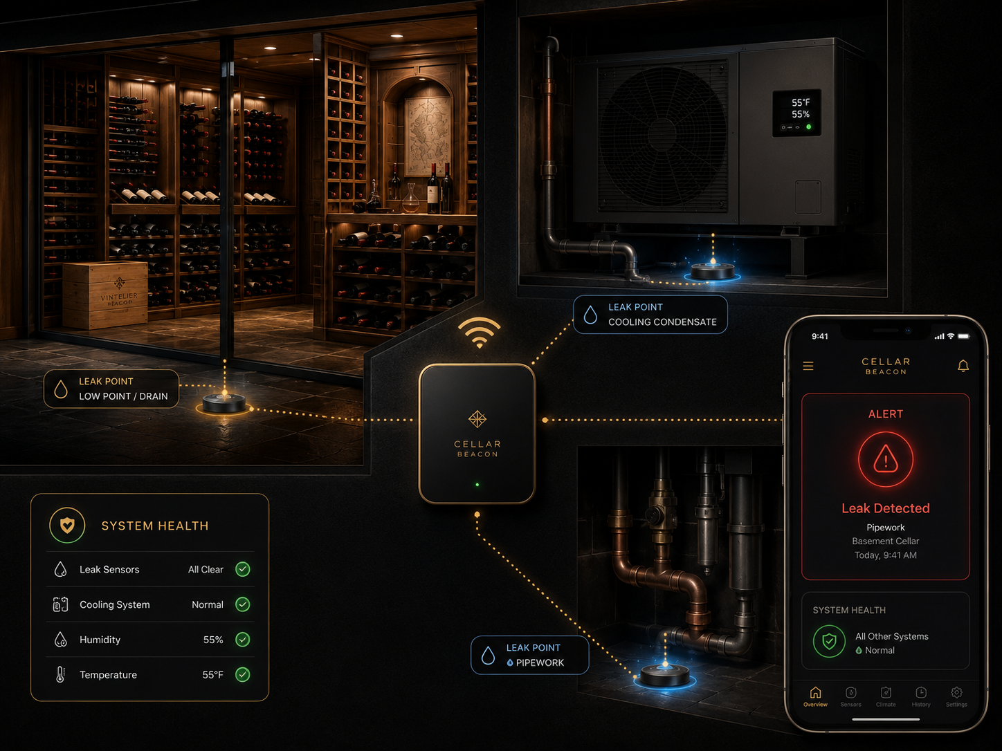 Leak detection and system health monitoring